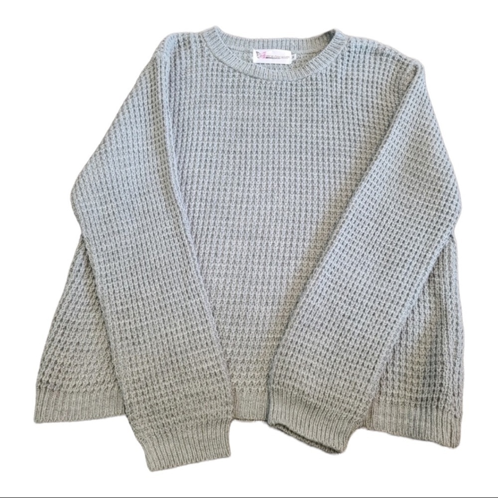 Cotton Emporium Grey Waffle Knit Sweater Size L